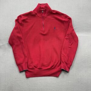 Polo Ralph Lauren Sweater Mens XL Red Half Zip Pima Cotton Mock Neck Pullover